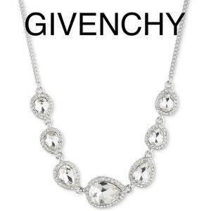 NWT Authentic Givenchy
Silver-Tone Stone & Crystal Pear Halo Collar necklace